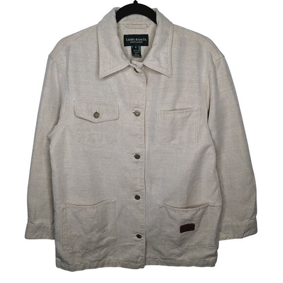 Vintage Y2K Ralph Lauren Women's Barn Chore Utility Coat Jacket Linen Cotton M - Picture 1 of 10